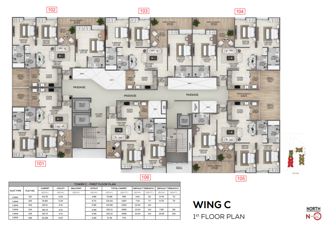 Wing C first floor plan