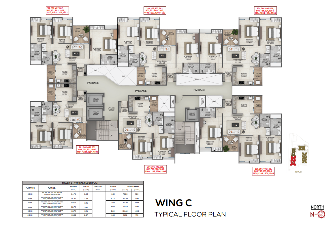 Wing C typical floor plan
