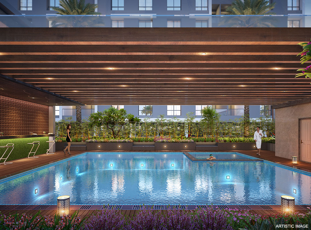 Swimming pool at Majestique Swapnangan